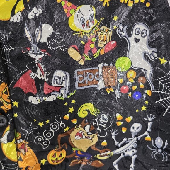 Vintage Looney Tunes Vest Women's Small Halloween Cartoon Tweety Bugs Taz 90s - Picture 2 of 6